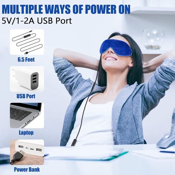Heated Eye Mask Dry Heat Compress w Flaxseed Warm Temperature Timer Control - Picture 6 of 12